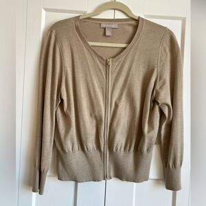Banana Republic Zip-Front Cardigan Sweater - Taupe